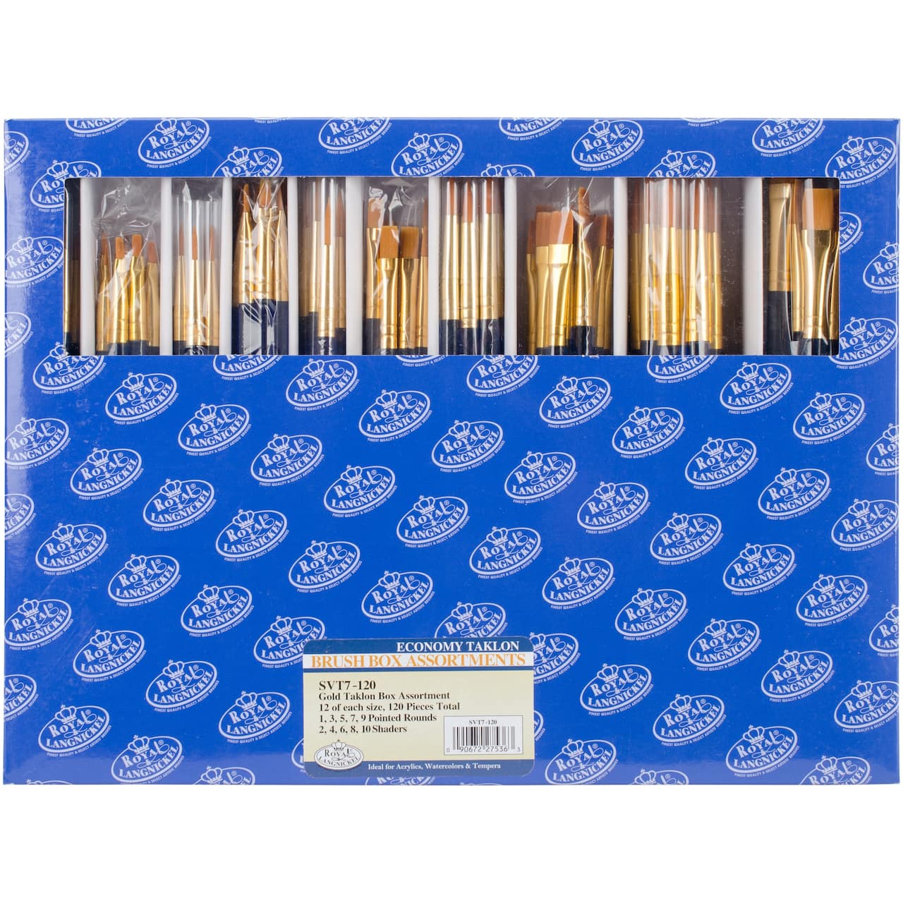 Royal Langnickel Gold Taklon Boxed Multicolored Brush Set, 120ct.